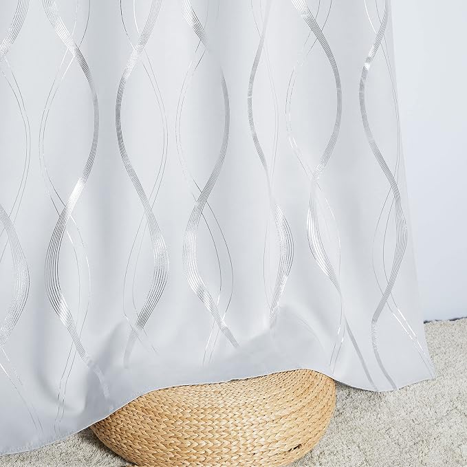 NICETOWN Greyish White Room Darkening Curtain Panels, 2 Panels, Window - Image 5