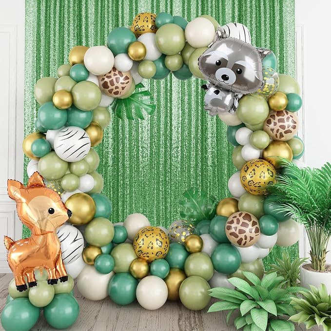 2×8FT-4PCS Grass Green Sequin Backdrop Curtains Panels, Photography Backdrop - Image 2