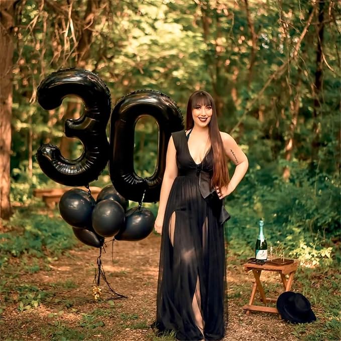 Lingqiang 3pc Black 40 Inch Number 70 Balloons - Image 5