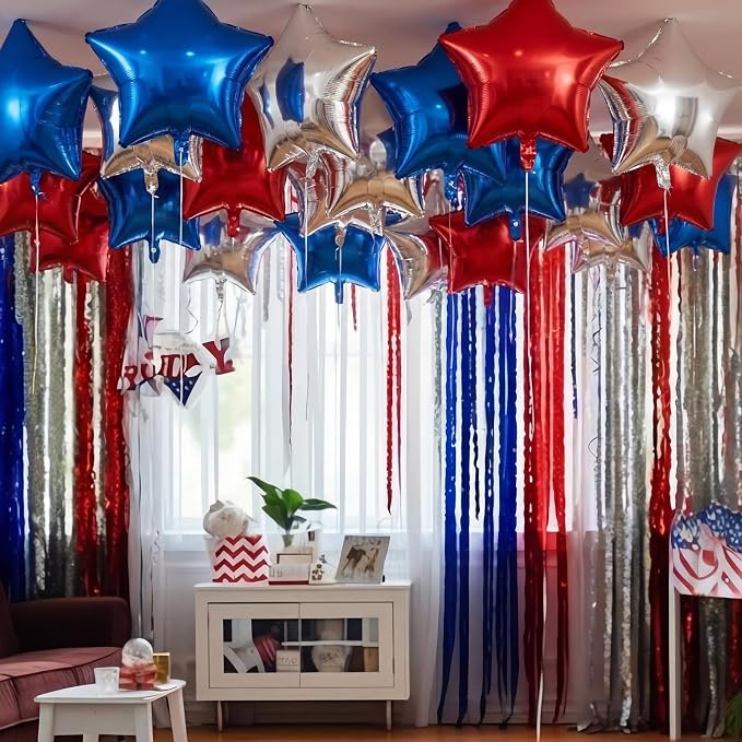 90 Pack 18 Inch Red White Blue Balloons Star Foil Balloons Bulk Patriotic - Image 6