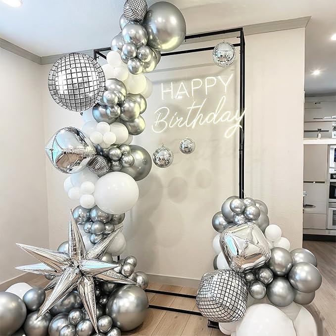 White And Silver Balloons, Pearl White Silver Balloons, Confetti Latex Balloon - Image 5