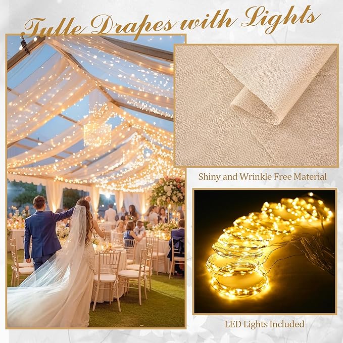 6 Panels Deep Champagne Ceiling Curtains - Image 3