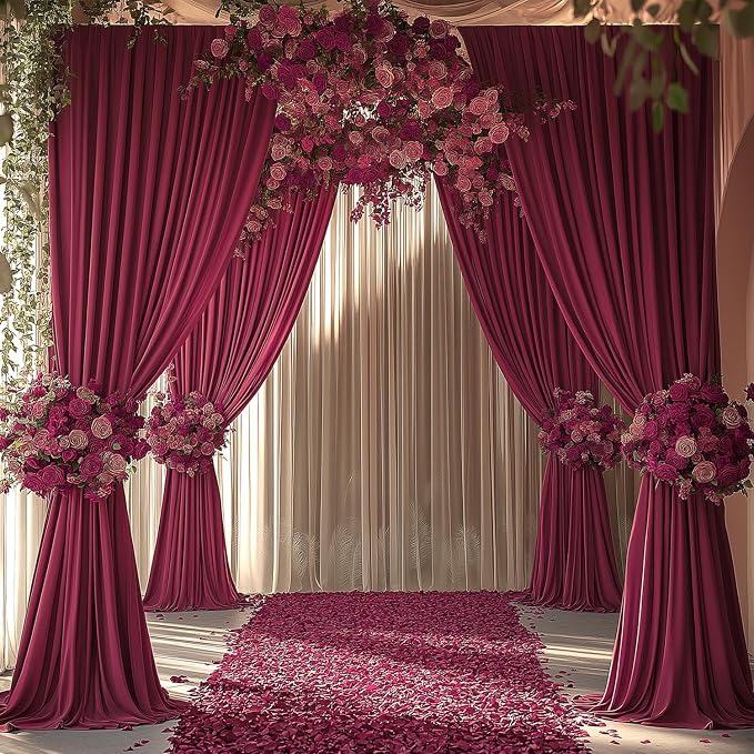 ESGOTBME 20x10ft Wrinkle Free ‌Burgundy Backdrop Curtain - Image 7