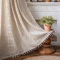 ENJOYBRIDAL Beige Curtains Crochet Lace Patchwork Drapes Curtains 96 Inch by ENJOYBRIDAL