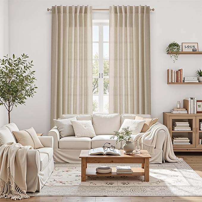Eggshell Beige Curtains 108 Inches Long - Image 6