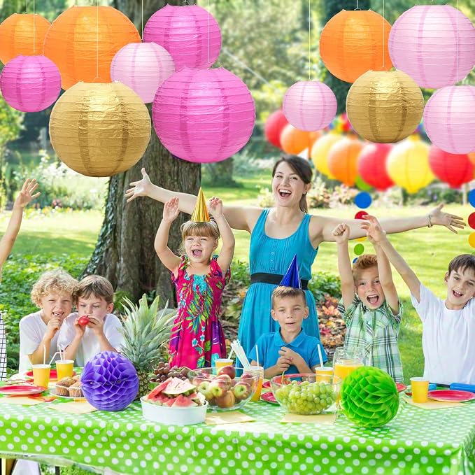 21Pcs Pastel Paper Lanterns, 4-10in Hanging Decor - Image 6