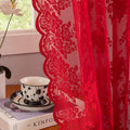 Kotile Red Sheer Curtains for Living Room Rustic Floral 52x96 Inch 2 Panels | by Kotile+Curtains