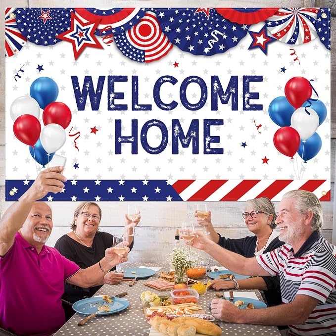 Sumind Large Welcome Home Banner Military Red White and Blue Welcome Home - Image 6