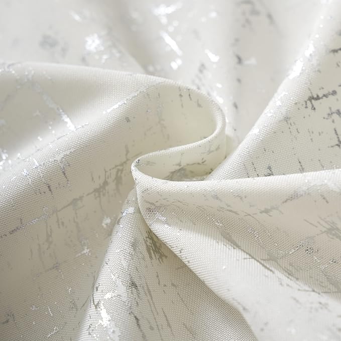 Taisier Home Silver Foil Print Linen Textured Curtains - Image 7