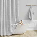 48 x 72 Boho Linen Heavy Duty Cloth Shower Curtain Set, 330GSM Linen Blend by ShowerCurtain