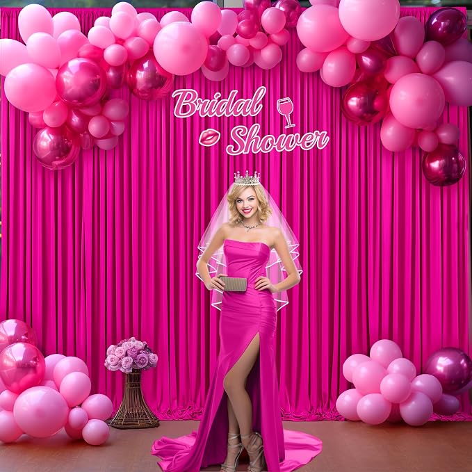 8 Panels Hot Pink Backdrop Curtains - Image 3