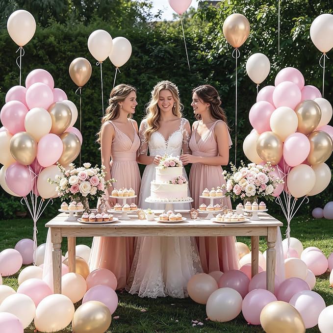 60pcs Pink and Gold Balloons 12inch - Image 5
