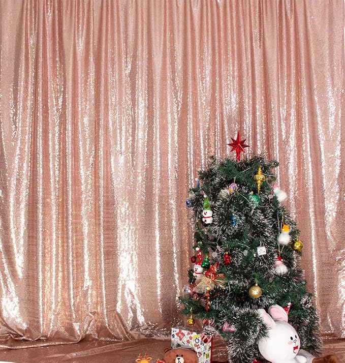 SquarePie 7x7ft Rose Gold Sequin Backdrop, High Density Non-Transparent Glitter - Image 9