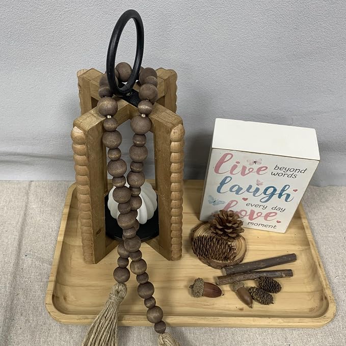Handcrafted Farmhouse Wooden Decorative Beads Garland, Table Tray Boho Wood - Image 4