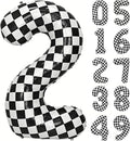 40In Black White Checkered Number 2 Balloon Race Car Digital Foil 2 Balloon | by YOIOZAIZAI
