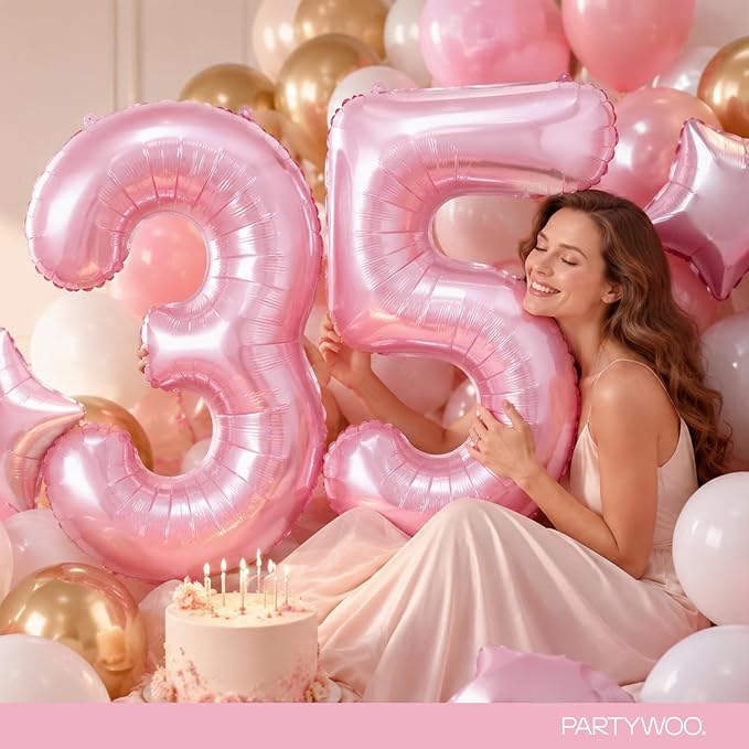 PartyWoo Number Balloons 40 Inch Pink Number 3 Kit 25pcs - Image 8