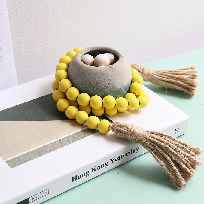 Meplait 39in Wood Bead Garland, Farmhouse Beads - Image 2