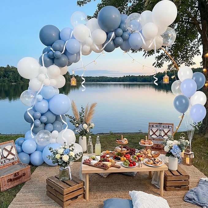 RUBFAC Dusty Blue and White Balloons, Party Balloons - Image 7