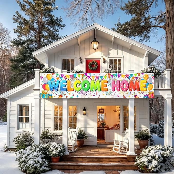 Welcome Home Banner Sign for Front Door Porch, 6x1.3 ft Long Narrow Welcome - Image 6