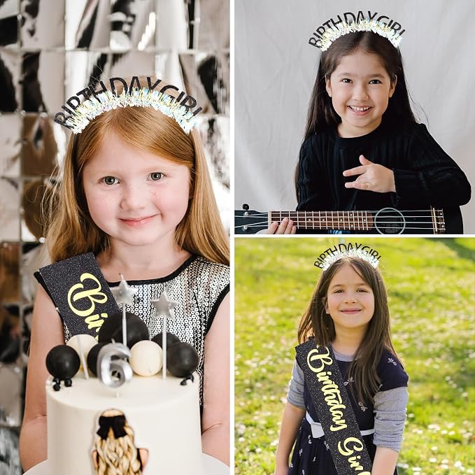 CIEHER Birthday Girl Headband Birthday Crown - Image 3