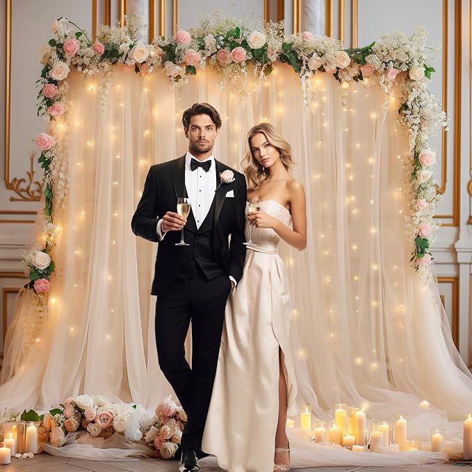 20x8ft Champagne Tulle Backdrop Curtain - Image 7