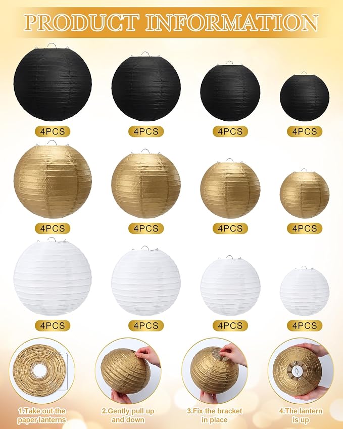Treela 48 Pcs Paper Lanterns Party Decorations Chinese Lanterns Round Paper - Image 3
