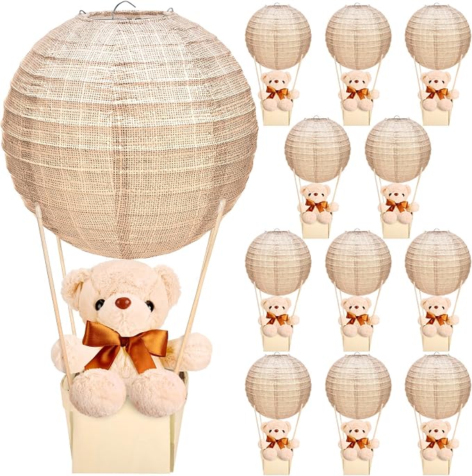 12 Sets Bear Hot Air Balloon Table Centerpieces by Baquler