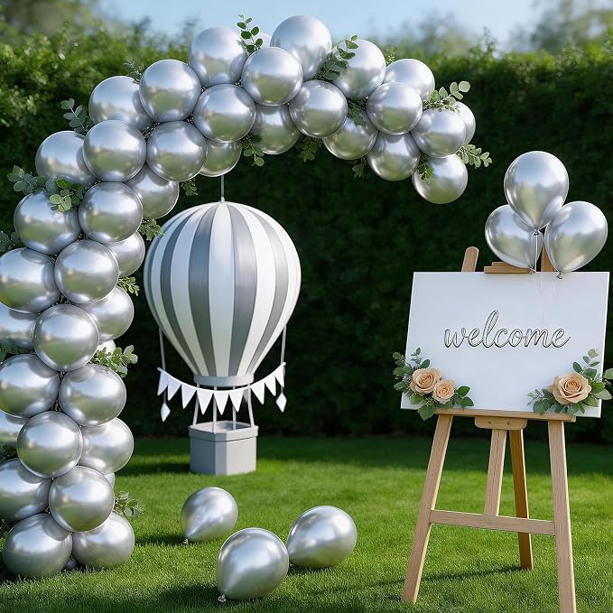 LOLStar Metallic Silver Balloons, 12 inch Latex | Birthday, Engagement - Image 9