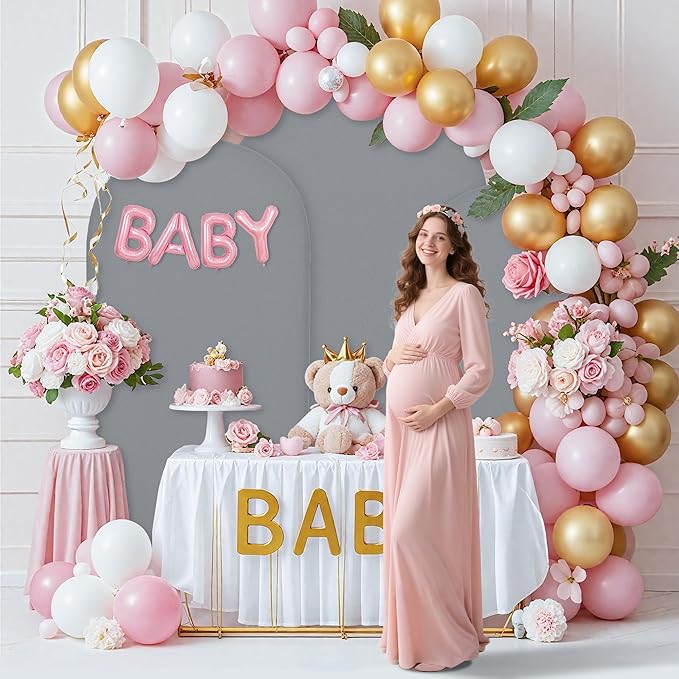 Wedding Arch Covers Arch Backdrop Cover Arch Stand Covers 7.2FT 6FT Set of 2 Arch Cover Spandex Fabric Stretchy Backdrop for Wedding Birthday Party Decoration Baby Shower (Smoky Grey)