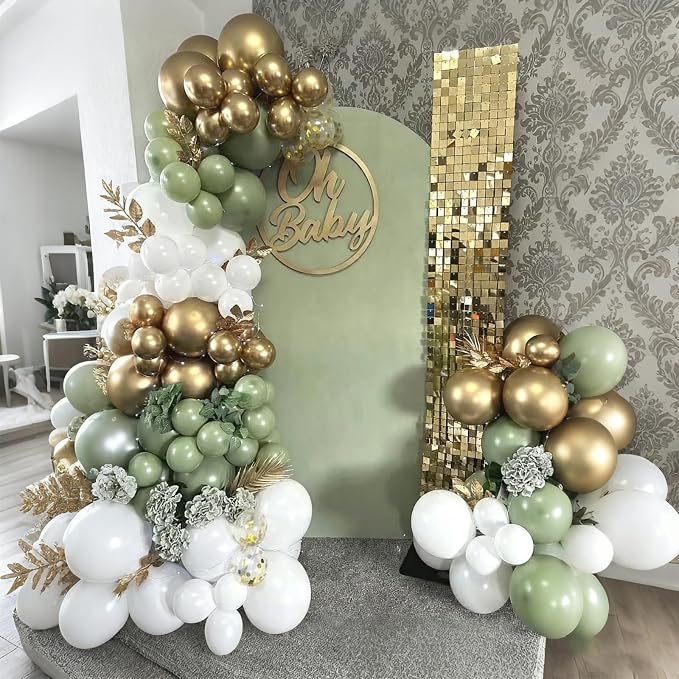 Lukiituke Sage Green and Gold Balloon Arch Kit, Bridal Party Decorations - Image 4
