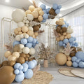 Dusty Blue Brown and White Balloon Arch Kit by MOXMAY