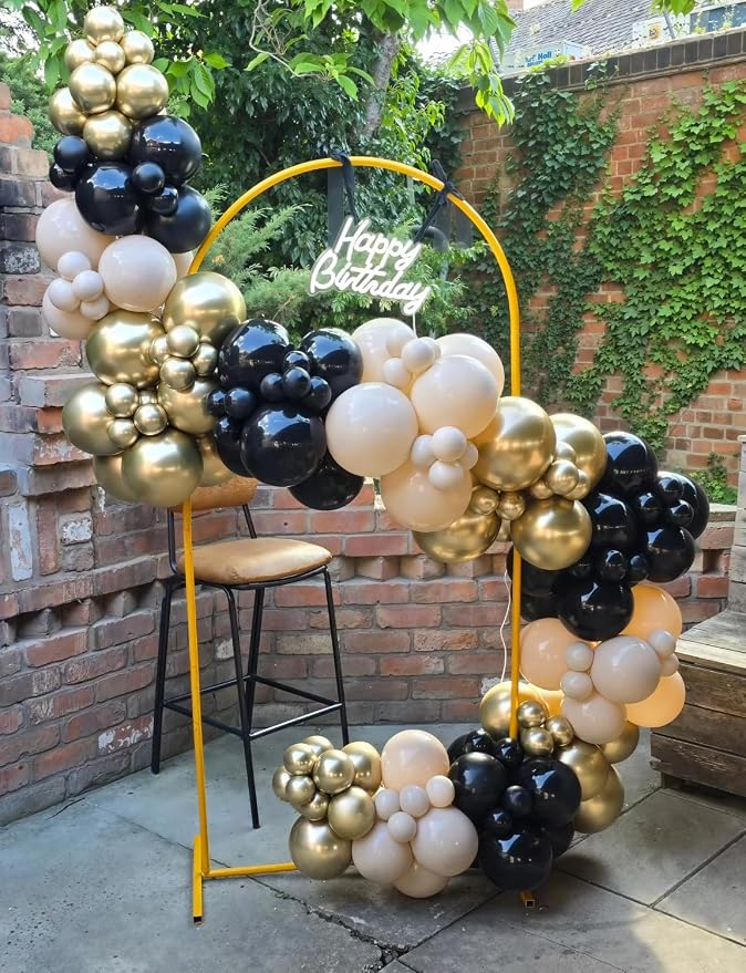 Black and Gold Balloon Arch Garland Kit, Star Foil Balloons - Image 2