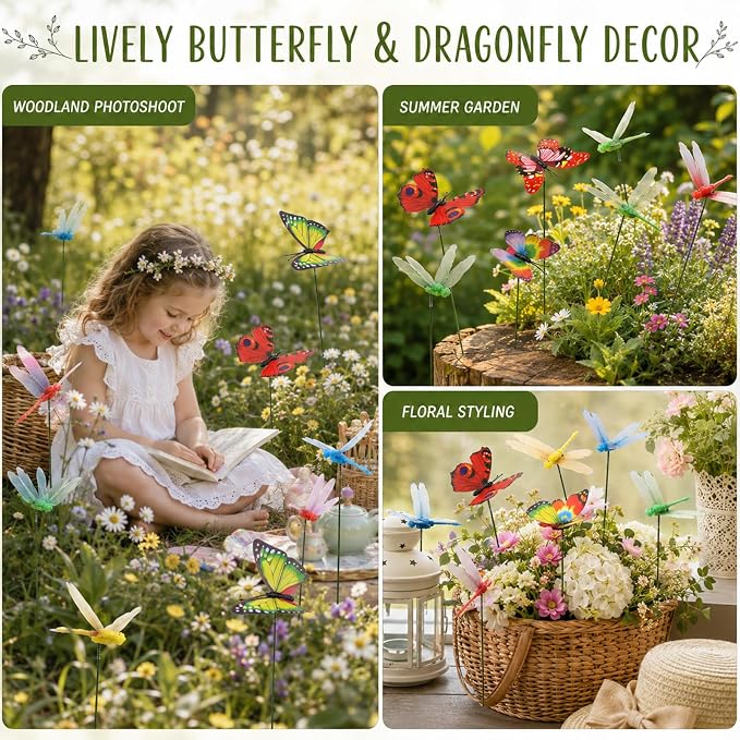 30PCS 3D Dragonfly Garden Stakes Butterfly Garden Stakes - Image 8