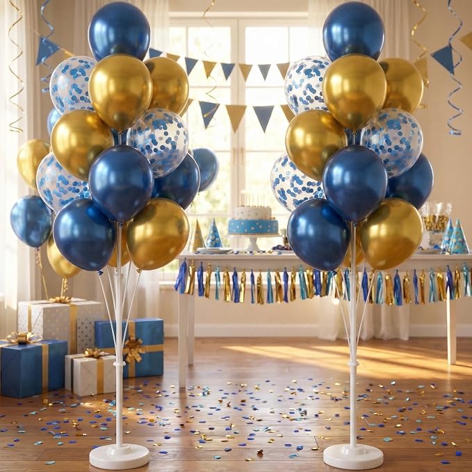 HIINS Metallic Blue Gold Balloon Column Kit Set of 2 - Image 7