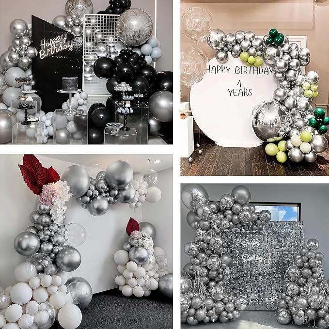 FOTIOMRG 120pcs 5 inch Metallic Silver Balloons | Birthday, Graduation - Image 7