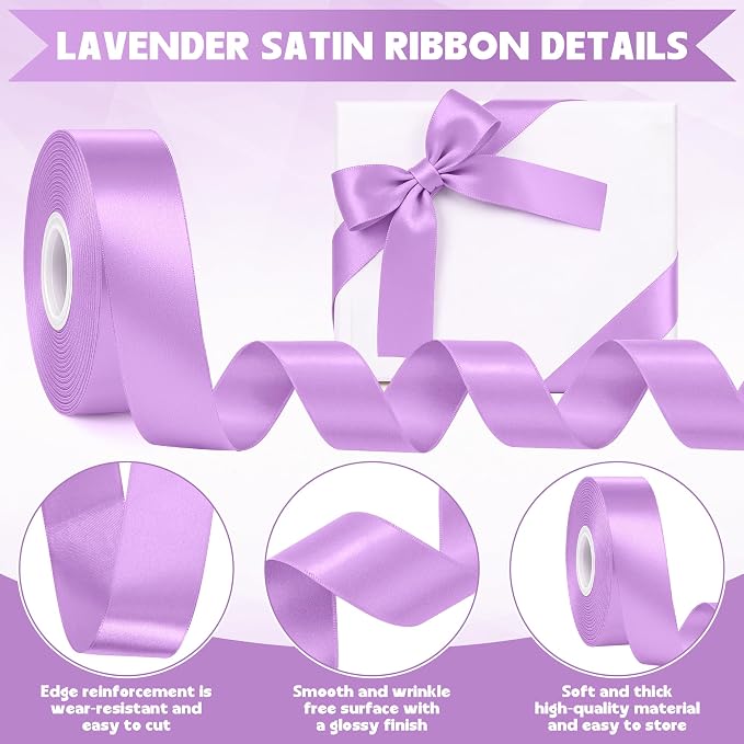 30Yards 1In Lavender Satin Ribbon - Image 3