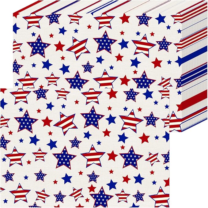 50 Pack Patriotic Disposable Paper Placemats, Star and Stripes Table Mats | by Unknown