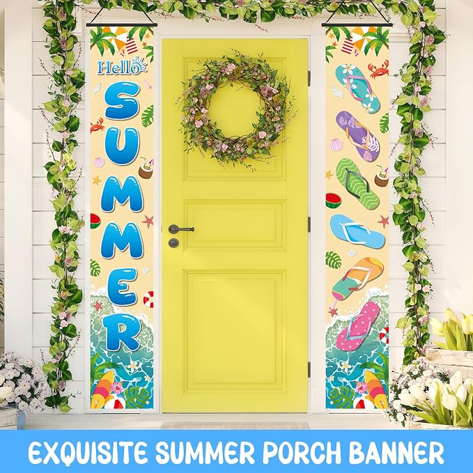 Preboun 4 Pairs Seasonal Door Banners Decorations Set Fall Porch Signs Banners - Image 3