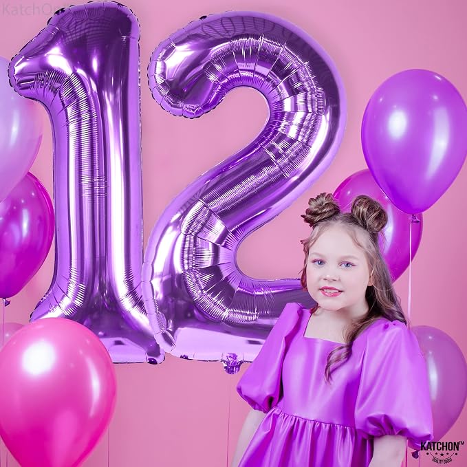 KatchOn Purple Number 12 Balloon 40 Inch, 12th Birthday Balloon Decor | 12th - Image 8