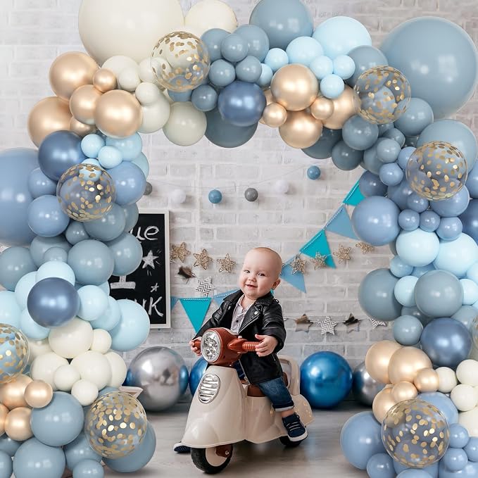 Ouddy Party 129Pcs Dusty Blue Balloons Different Sizes 18 12 10 5 Inch - Image 6