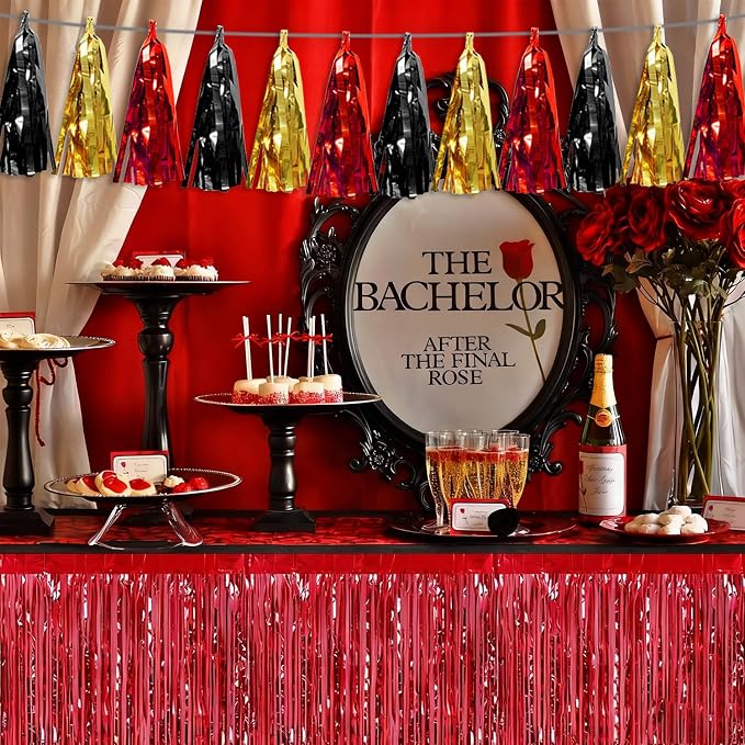3P Red-Black Gold Tassel Banner Garland Metallic Foil Fringe Banner Tinsel - Image 4