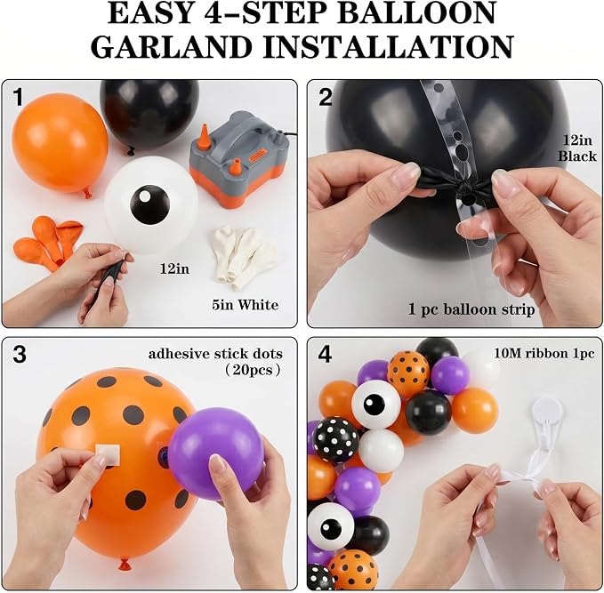 Halloween Balloon Arch Garland Kit, Spooky Party Decorations Background Supplies - Image 5