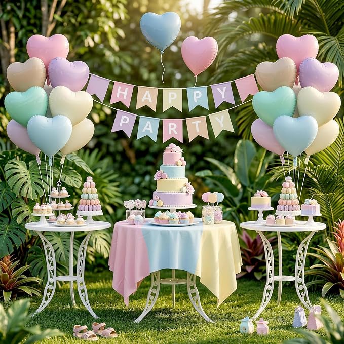 Pastel Heart Balloons, 18 Inch Pastel Colorful Helium Balloon - Image 5