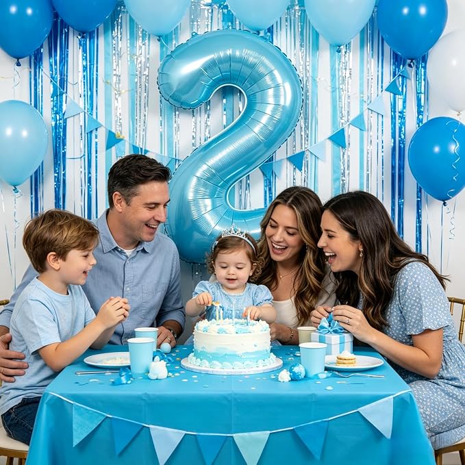 40 Inch Light Blue Number 2 Balloon | 2 Birthday Balloon - Image 4