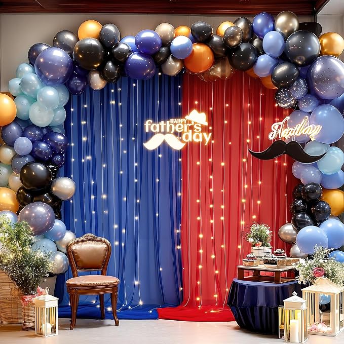 10x10ft Royal Blue Red Tulle Backdrop Curtain - Image 8