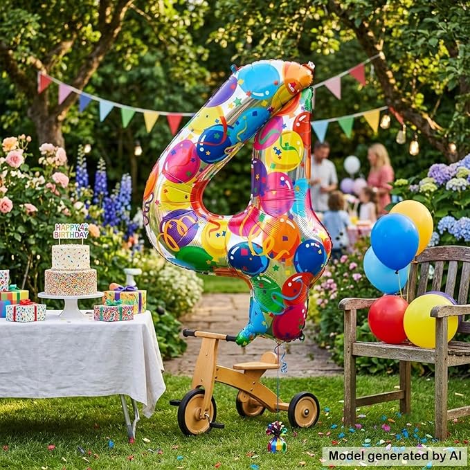 40 Inch Number 4 Balloon Large Foil Mylar Number Balloon - Image 3
