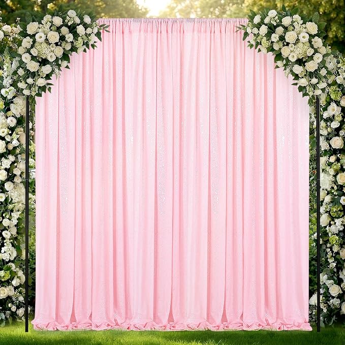 Pink Sequin Backdrop Curtains-1 Panel 3FTx8FT Light Pink Backdrop - Image 7