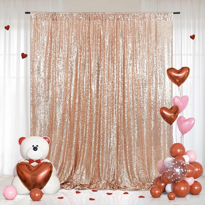 Eternal Beauty Rose Gold 3mm Sequin Backdrop 7x7 Ft - Image 2