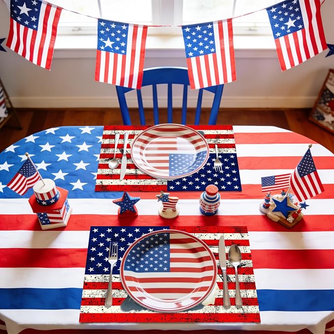 50Pcs Patriotic Disposable Paper Placemats American Flag Vintage Table Mats | - Image 4