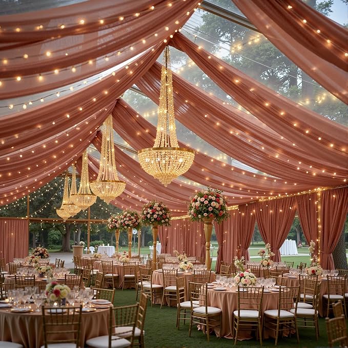 6 Panels Caramel Ceiling Drapes - Image 7